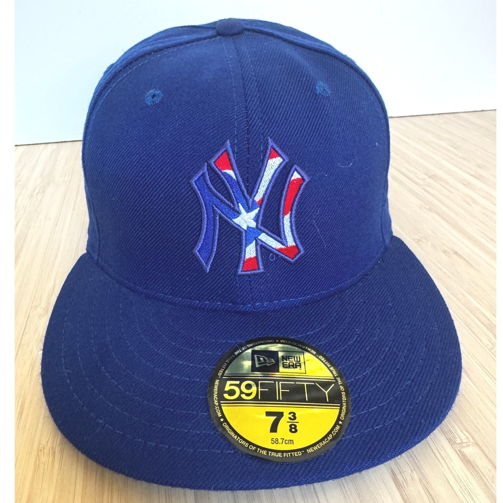 New Era 59FIFTY New York Yankees Puerto‎ Rico Flag Fitted Hat Blue 7 3/4  58.7cm